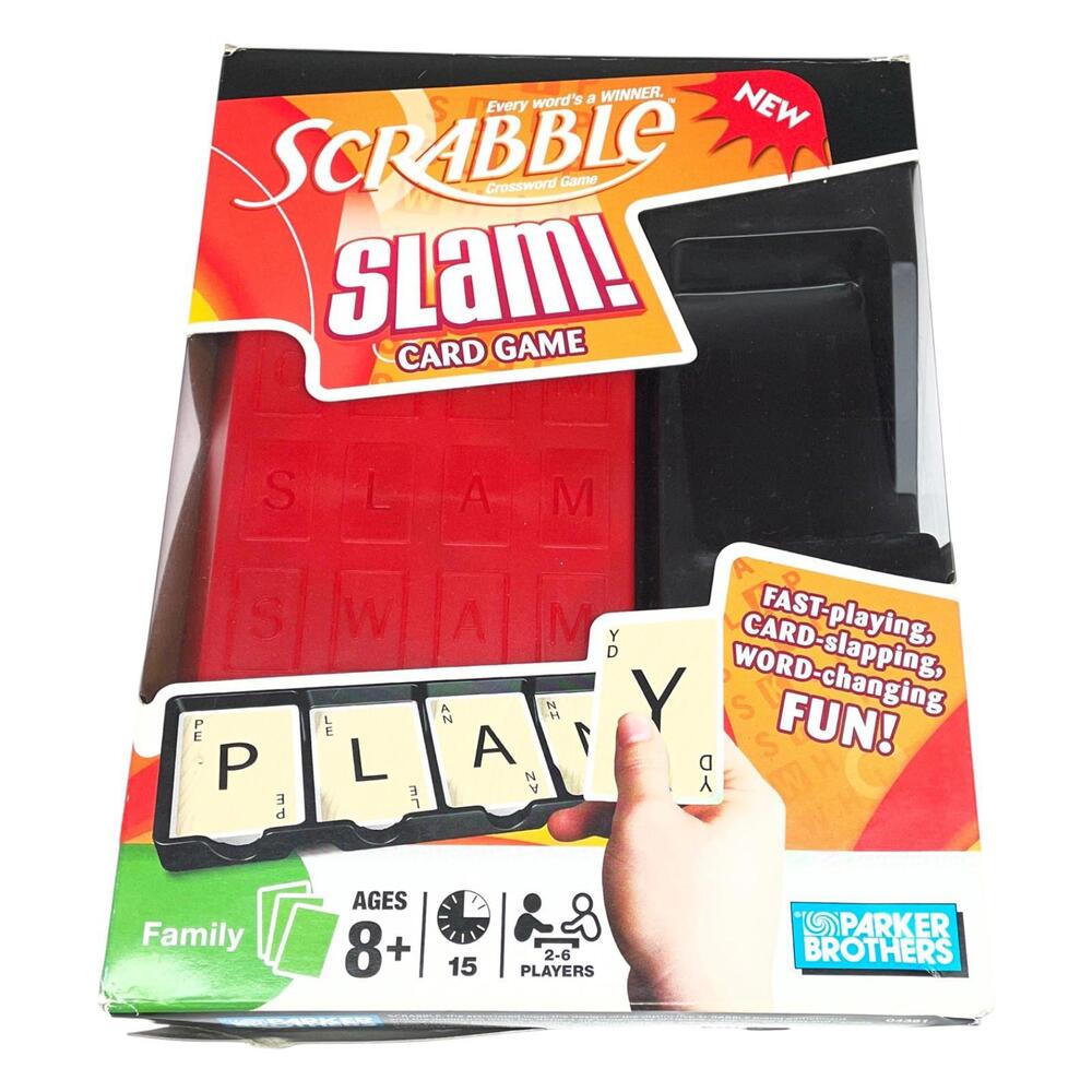 Scrabble Slam Card Game Parker Brothers Complete Clean Box Wear Fast Play